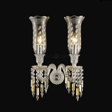 Vintage Amber Crystal Classic 2 lights Wall Sconces - Ineffable Lighting