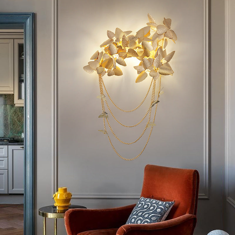 Della Modern Gold Leaf Bedroom Sconce - Ineffable Lighting