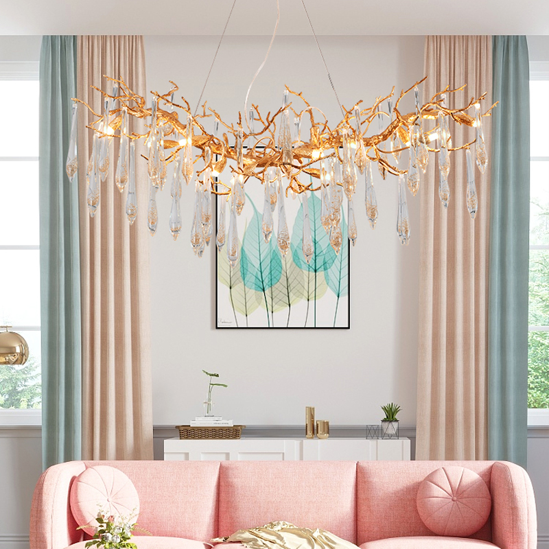 Agnes Brass Branch Crystal Chandelier For Dining Room - Ineffable Lighting