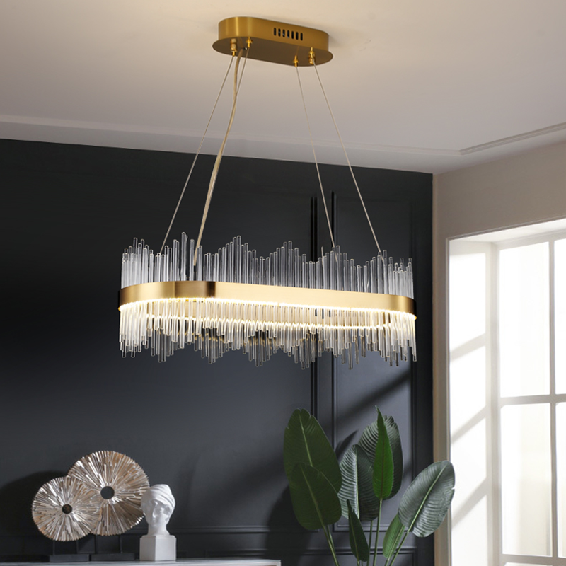 Skylar Oval Glass Chandelier For Dining Room - Ineffable Lighting