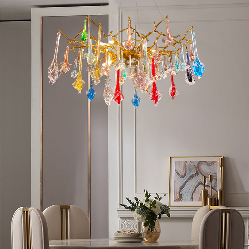 Hazel Crystal Petal Branch Chandelier - Ineffable Lighting