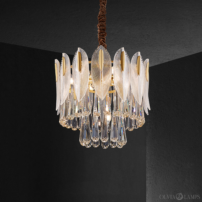 Modern Double Tier Flake Raindrop Crystal Chandelier - Ineffable Lighting