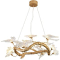 Lucky Bird Glass Branch Round Chandelier For Dining Room - thebelacan