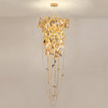 Della Modern Gold Leaf Staircase Chandelier - Ineffable Lighting