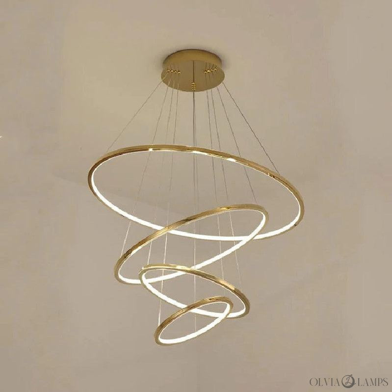 Multi Rings Modern Staircase Chandelier - Ineffable Lighting