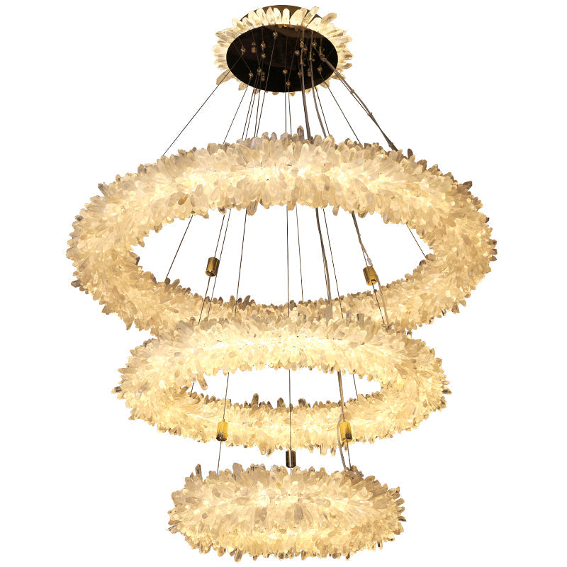 Derek Modern Crystal Cluster Halo Chandelier - Ineffable Lighting