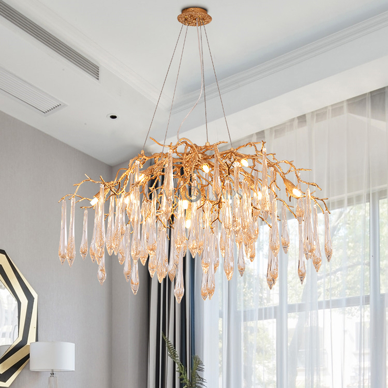 Agnes Brass Branch Crystal Chandelier - Ineffable Lighting