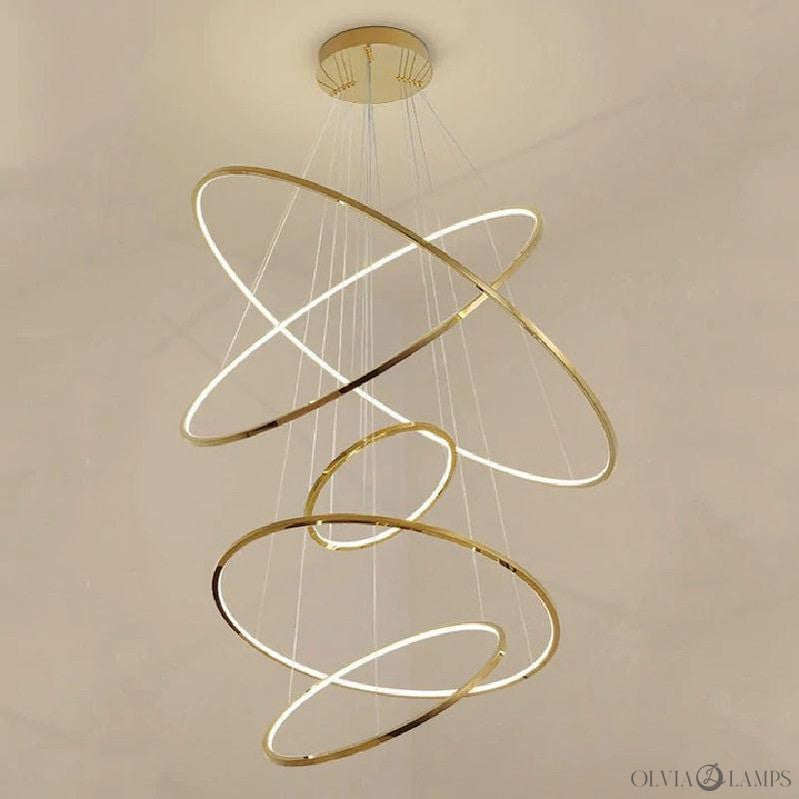 Multi Rings Modern Staircase Chandelier - Ineffable Lighting