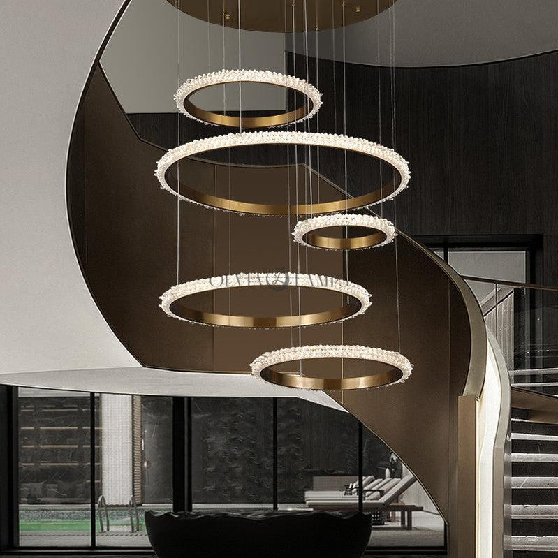 Staircase Modern Crystal Ring Chandelier - Ineffable Lighting