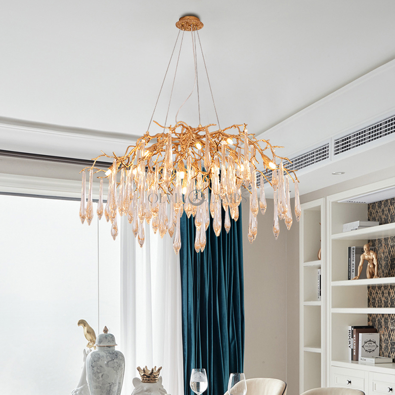 Agnes Brass Branch Crystal Chandelier - Ineffable Lighting