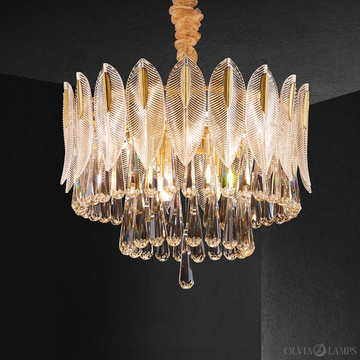 Modern Double Tier Flake Raindrop Crystal Chandelier - Ineffable Lighting