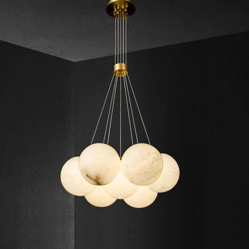 Post Modern Alabaster Globe Ceiling Pendant Light - Ineffable Lighting