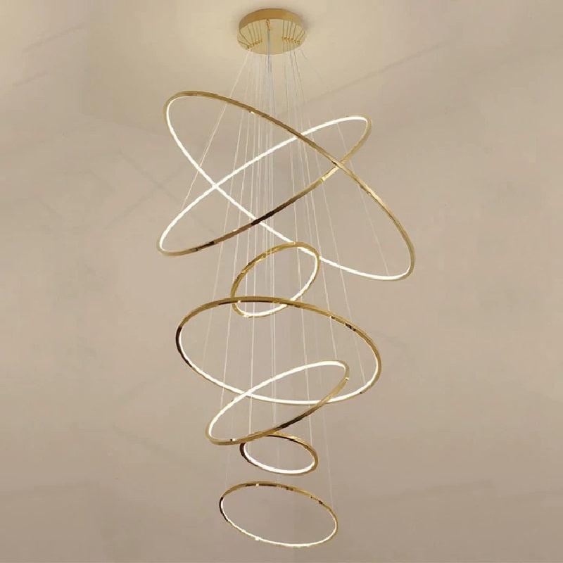 Multi Rings Modern Staircase Chandelier - Ineffable Lighting