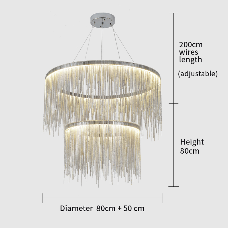 Vicky Two-tier Chain Tassel Round Chandelier - Ineffable Lighting