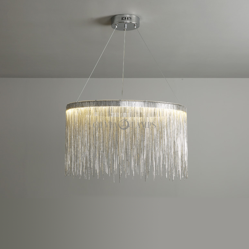 Vicky Modern Chain Tassel Round Chandelier - Ineffable Lighting