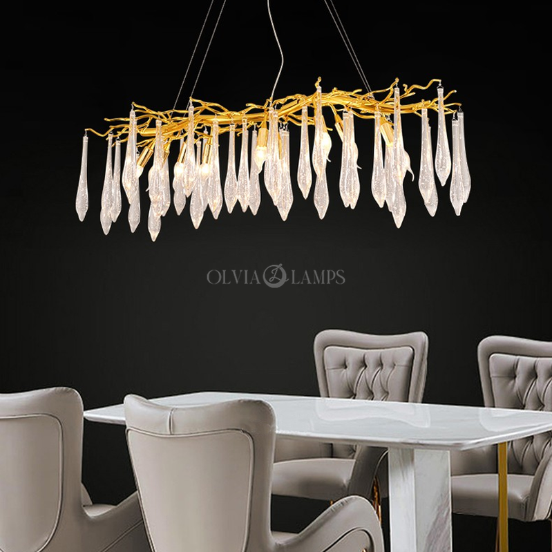 Agnes Aluminum Branch Crystal Chandelier For Dining Room - Ineffable Lighting