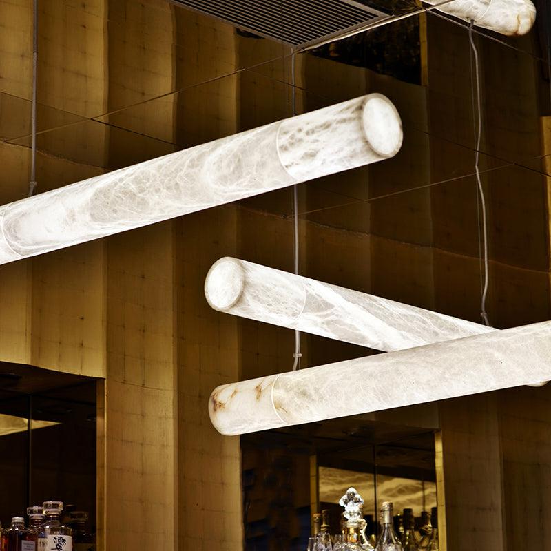 Alabaster Cylindrical Linear Pendant Light - Ineffable Lighting