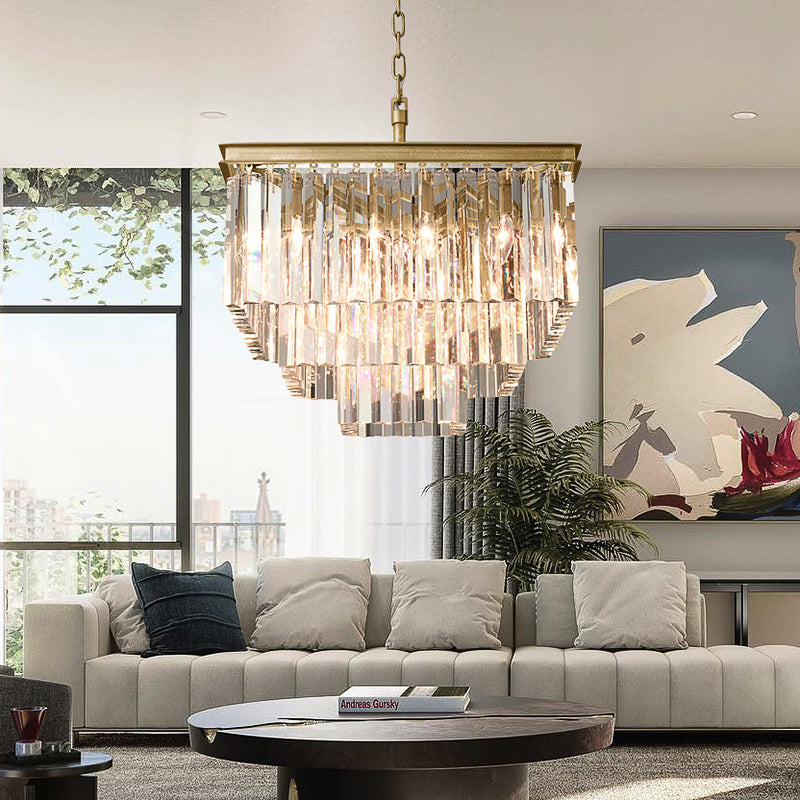 Odaon Crystal Multi-Layer Square Chandelier