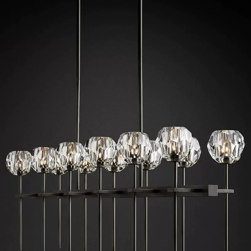 Barry Modern Crystal Ball Double Linear Chandelier 60"