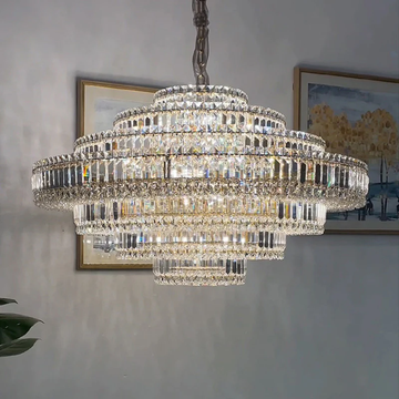 Cake Shape Luxury Crystal Chandelier - Ineffable Lighting