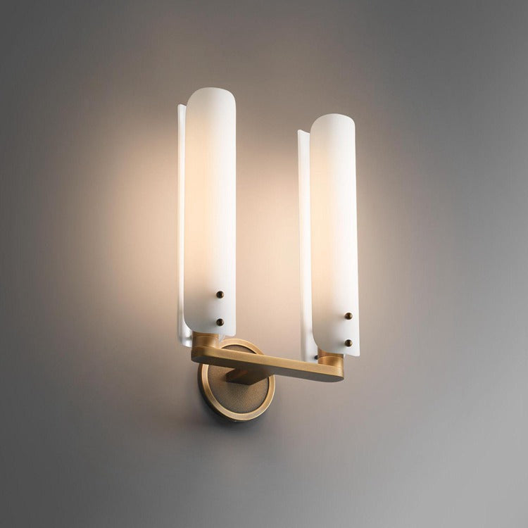 Alen Double White Glass Wall Sconce, Wall Lamps for Bedroom