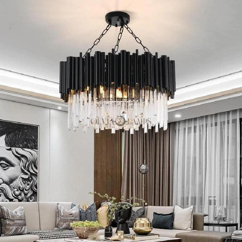 Dolores Classic Round Crystal Chandelier - Ineffable Lighting