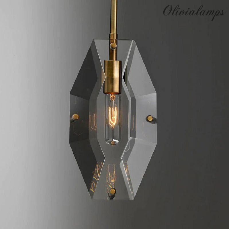 Faceted Smoke Crystal Pendant Light - Ineffable Lighting