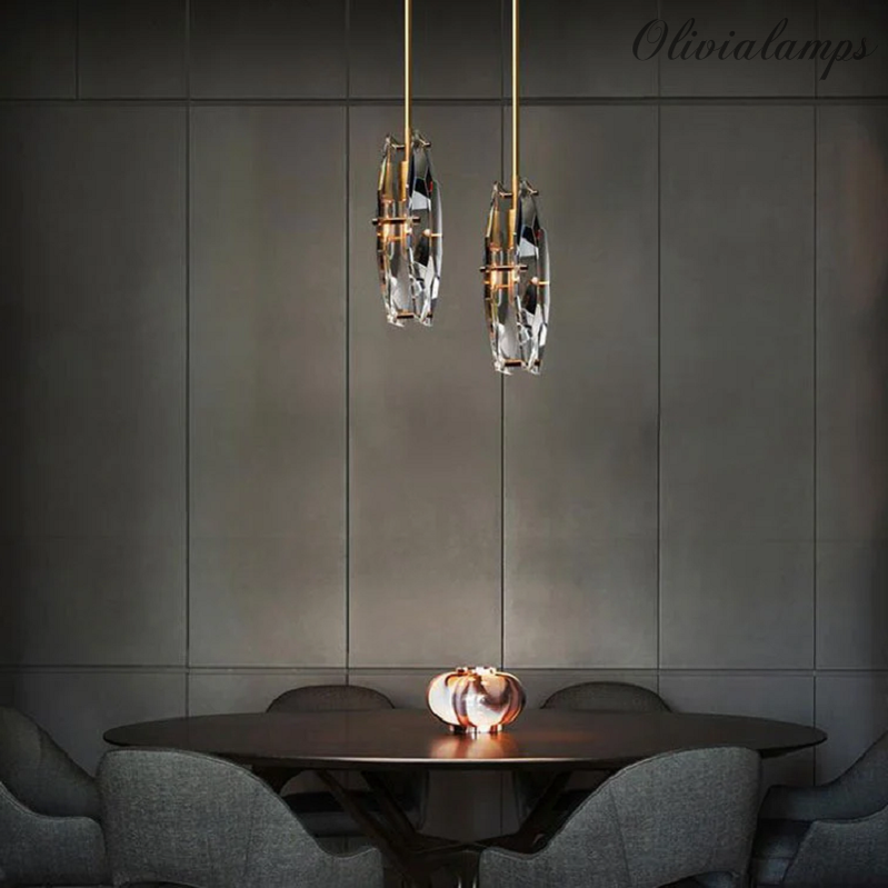 Faceted Smoke Crystal Pendant Light - Ineffable Lighting