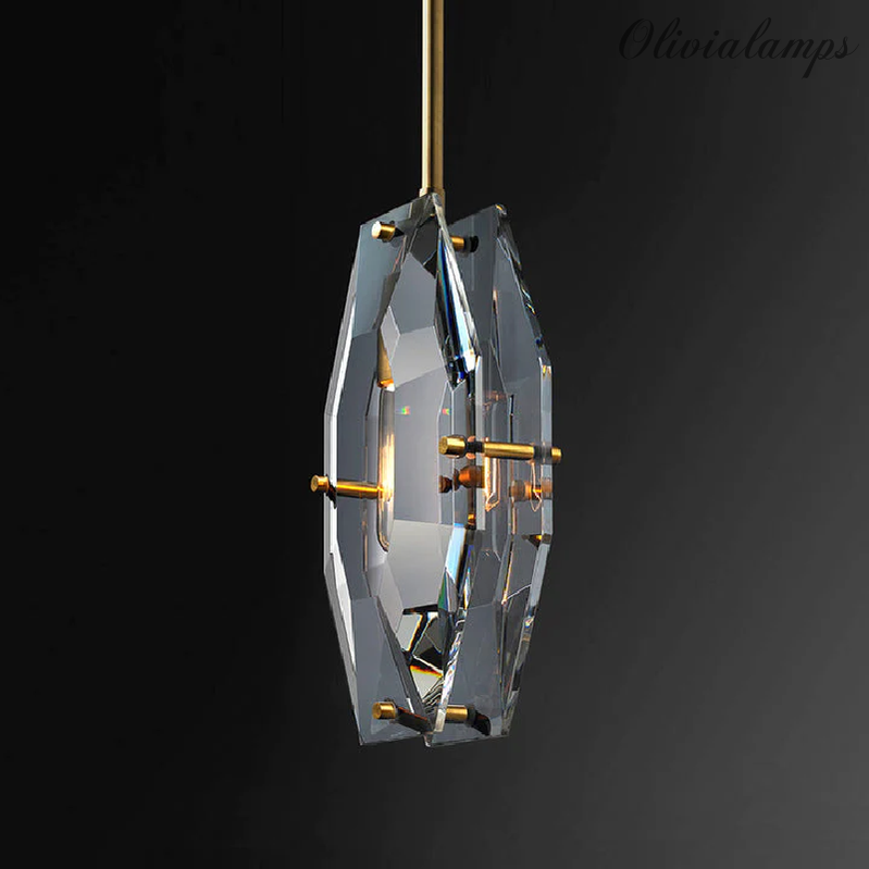 Faceted Smoke Crystal Pendant Light - Ineffable Lighting