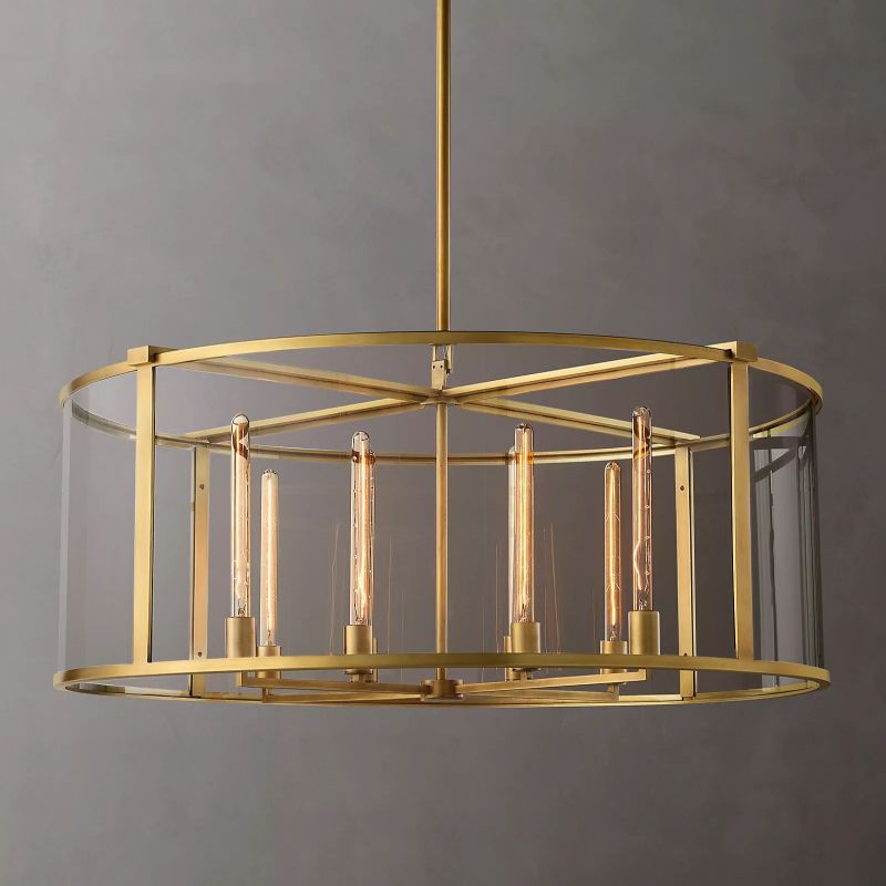 Beckman Glass Lantern Modern Round Chandelier 44" - thebelacan