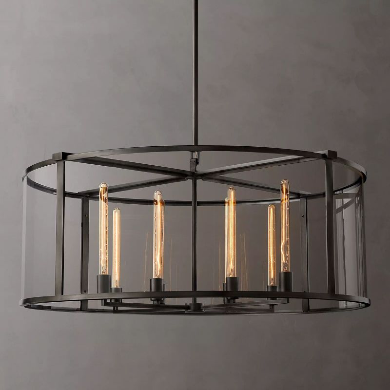 Beckman Glass Lantern Modern Round Chandelier 44" - thebelacan