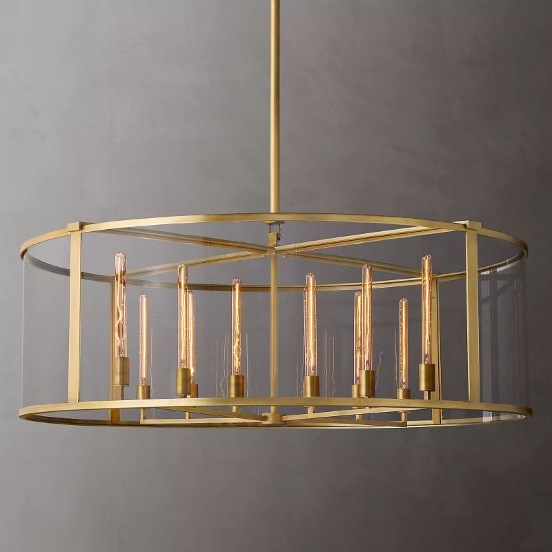 Beckman Glass Lantern Modern Round Chandelier 55" - thebelacan