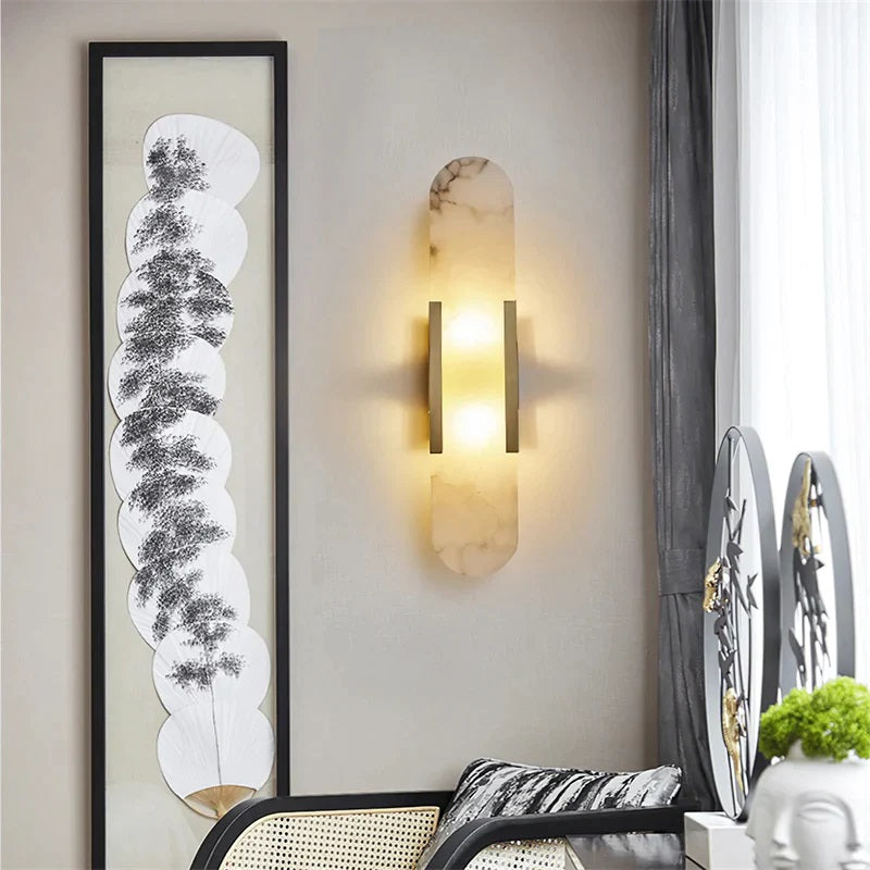 Hardy Melange Elongated Alabaster Wall Sconces