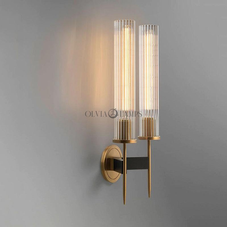 Industrial Wind Crystal Shade Candlestick Wall Sconce (Double) - Ineffable Lighting