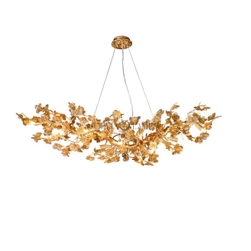 Eclatant Modern Leaf Linear Branch Chandelier - Ineffable Lighting