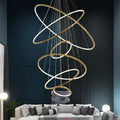 Multi Rings Modern Staircase Chandelier - Ineffable Lighting