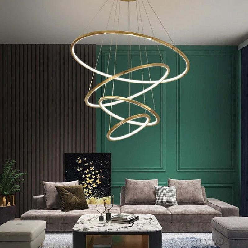 Multi Rings Modern Staircase Chandelier - Ineffable Lighting