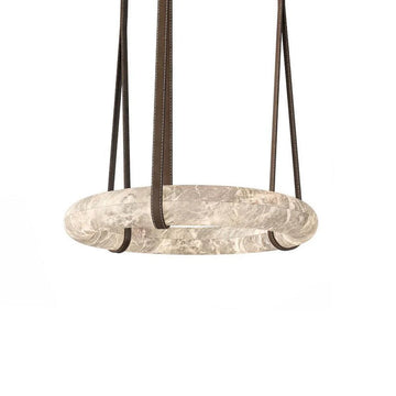 Oslo Modern Designer Choice Alabaster Chandelier, Halo Ring Modern Chandelier