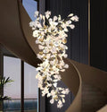 Modern Porcelain Ginkgo Branch Chandelier - Ineffable Lighting