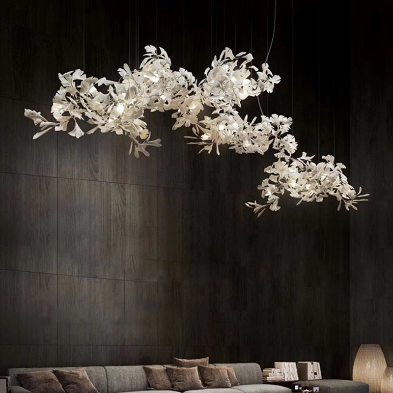 Modern Porcelain Ginkgo Branch Chandelier - Ineffable Lighting