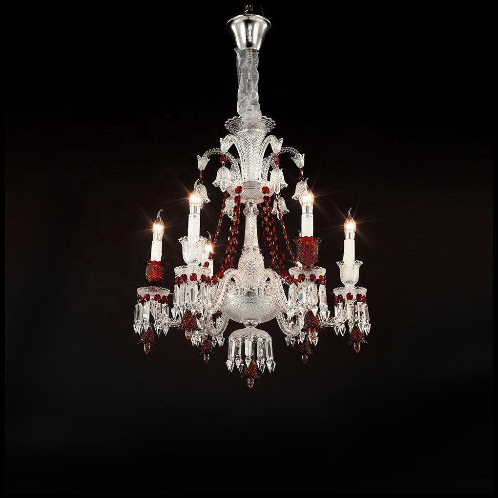 Red Crystal Classic Chandelier 6 Lights - Ineffable Lighting