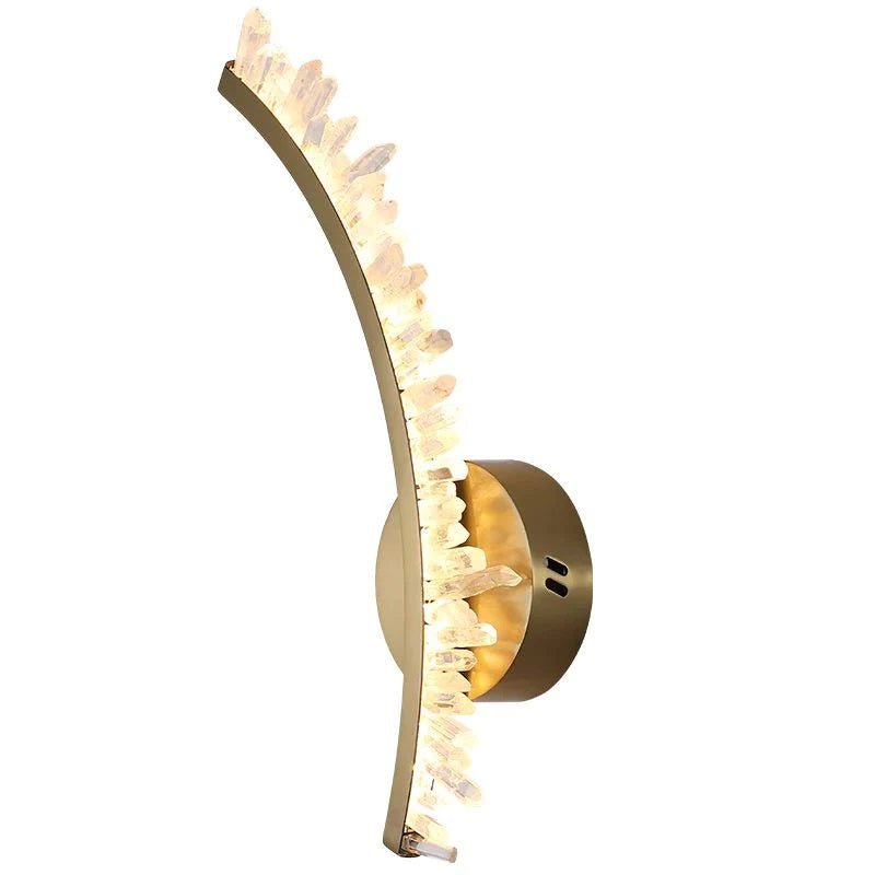 Modern Rock Crystal Bracket Wall Sconce, Bedside Sconce