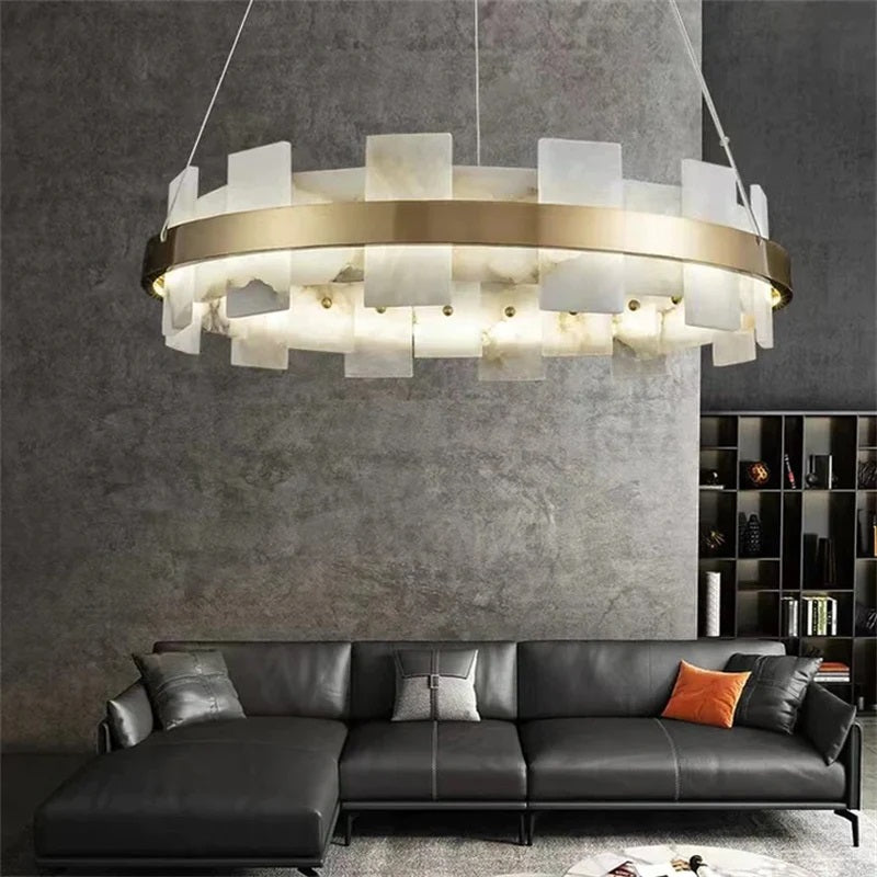 Larry Modern Round Marble Chandelier For Living Room