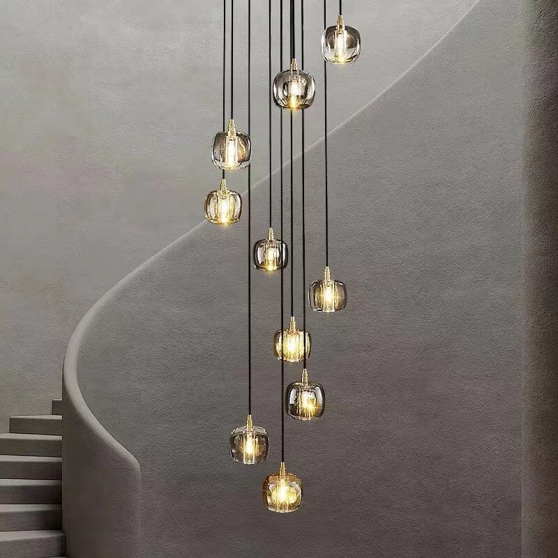 Olivia Modern Glass Round Spiral Chandelier For Staircase, Hallway