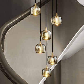 Olivia Modern Glass Round Spiral Chandelier For Staircase, Hallway