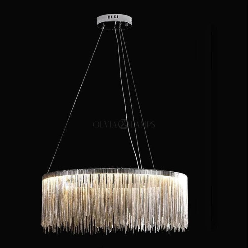 Vicky Modern Chain Tassel Round Chandelier - Ineffable Lighting