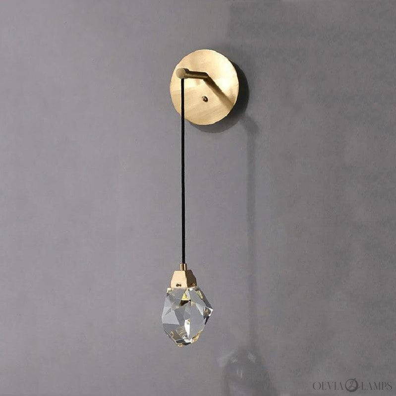 Zora Faceted Crystal Brass Wall Sconce - Ineffable Lighting