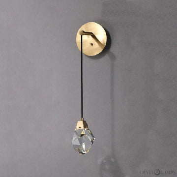 Zora Faceted Crystal Brass Wall Sconce - Ineffable Lighting