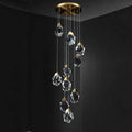 Zora Faceted Crystal Staircase Long Chandelier - Ineffable Lighting