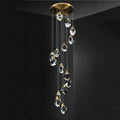 Zora Faceted Crystal Staircase Long Chandelier - Ineffable Lighting